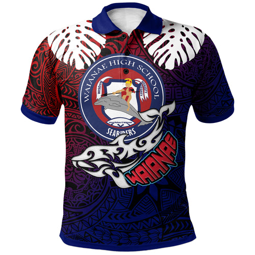 Hawaii Waianae High School Custom Polo Shirt - Waianae High School Polynesian Pattern