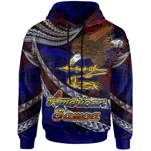 American Samoa Hoodie - Custom American Samoa Eagle With Polynesian Patterns Hoodie