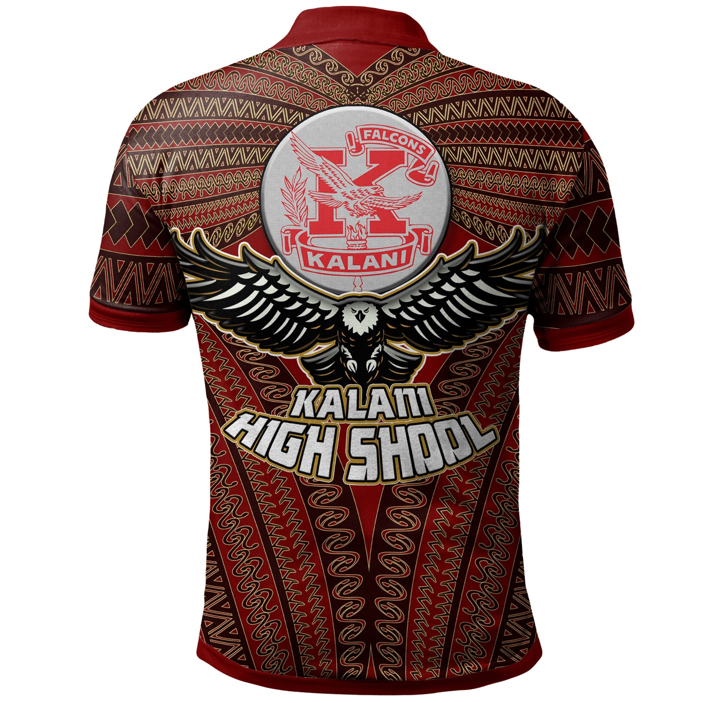 Hawaii Kalani High School Custom Polo Shirt - Kalani High School Polynesian With Falcon Pattern