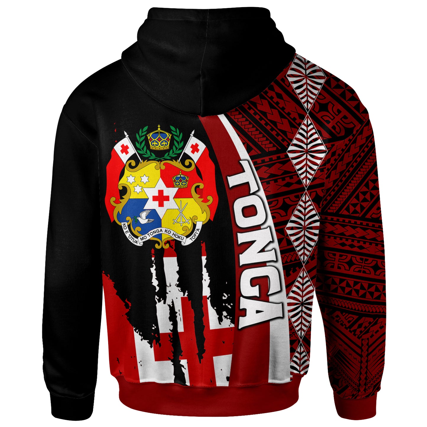 Tonga Hoodie - Custom Coat Of Arms Tapa Tonga Patterns Hoodie