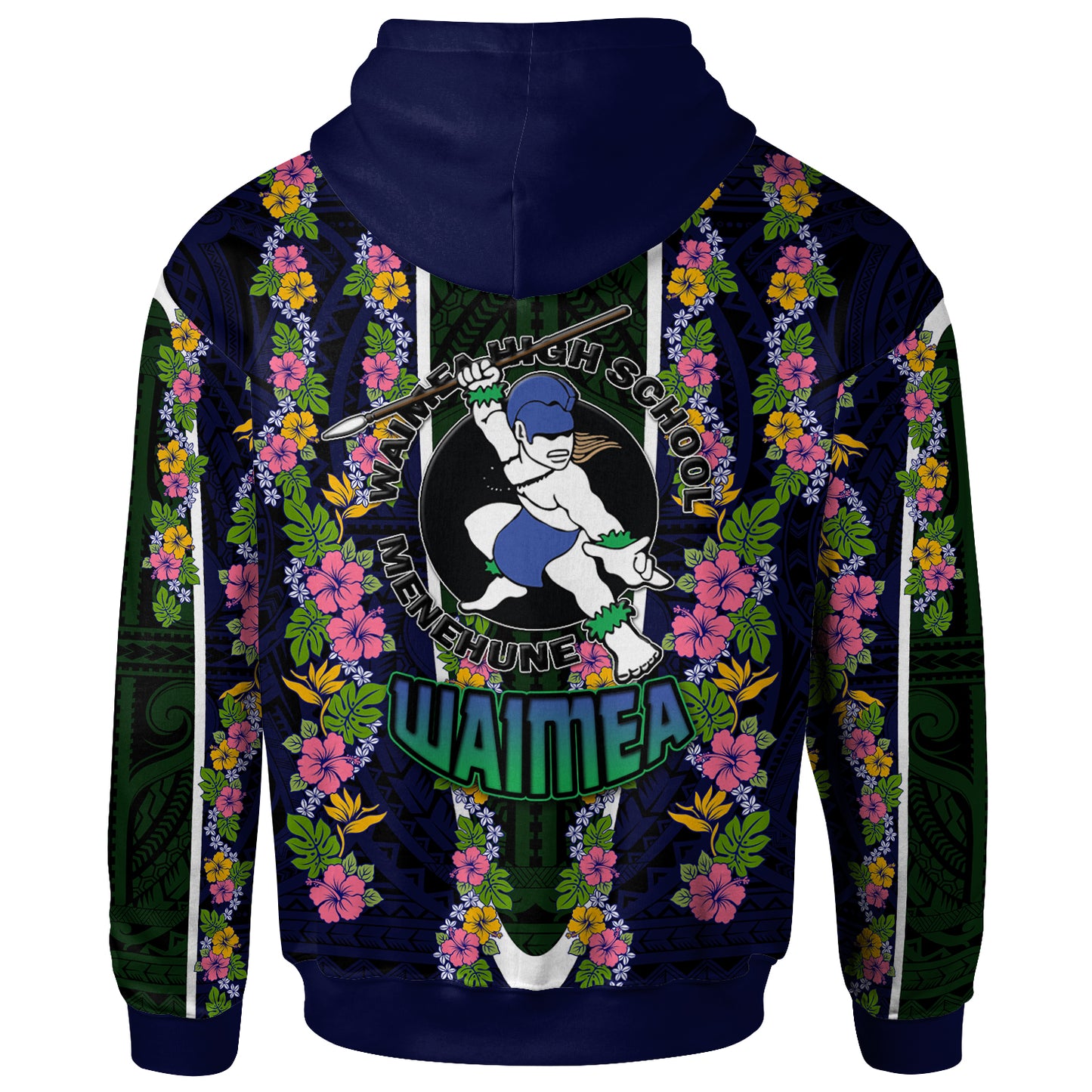 Hawaii Waimea High School Custom Hoodie - Waimea High School Polynesian With Floral Pattern