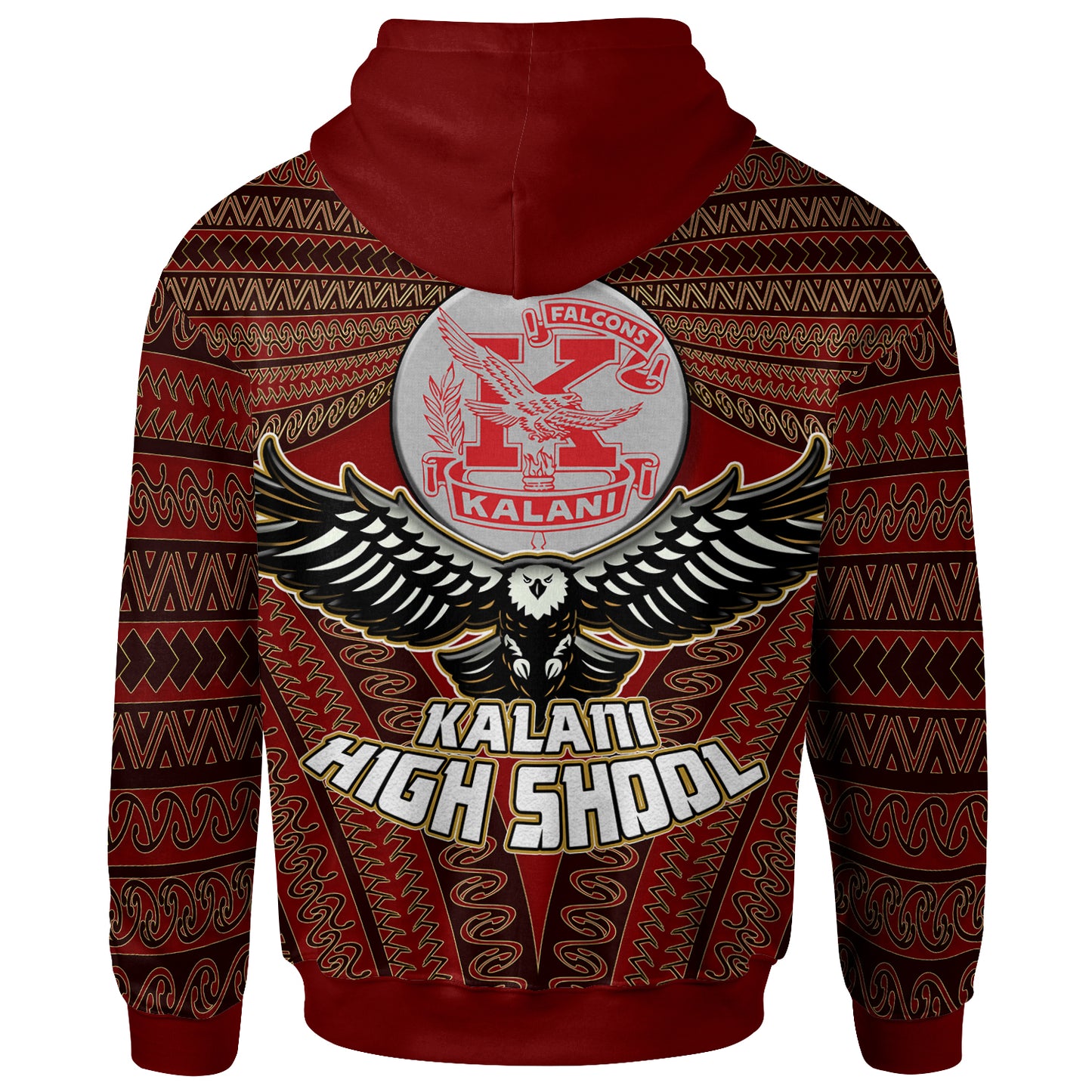 Hawaii Kalani High School Custom Hoodie - Kalani High School Polynesian With Falcon Pattern
