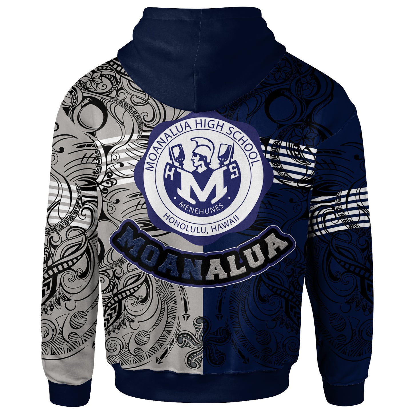 Hawaii Moanalua High School Custom Hoodie - Moanalua High School Polynesian With Falcon Pattern