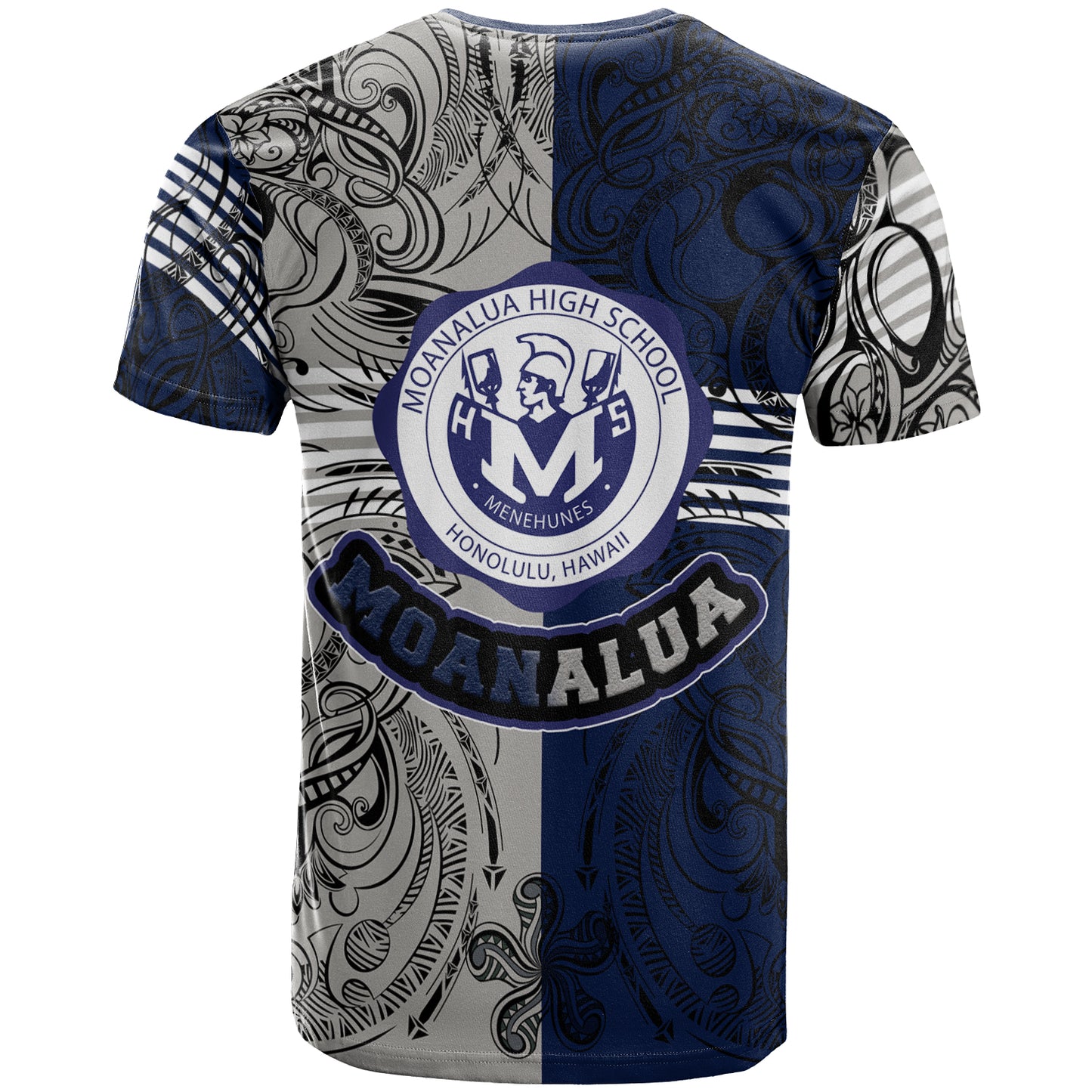 Hawaii Moanalua High School Custom T- Shirt - Moanalua High School Polynesian With Falcon Pattern