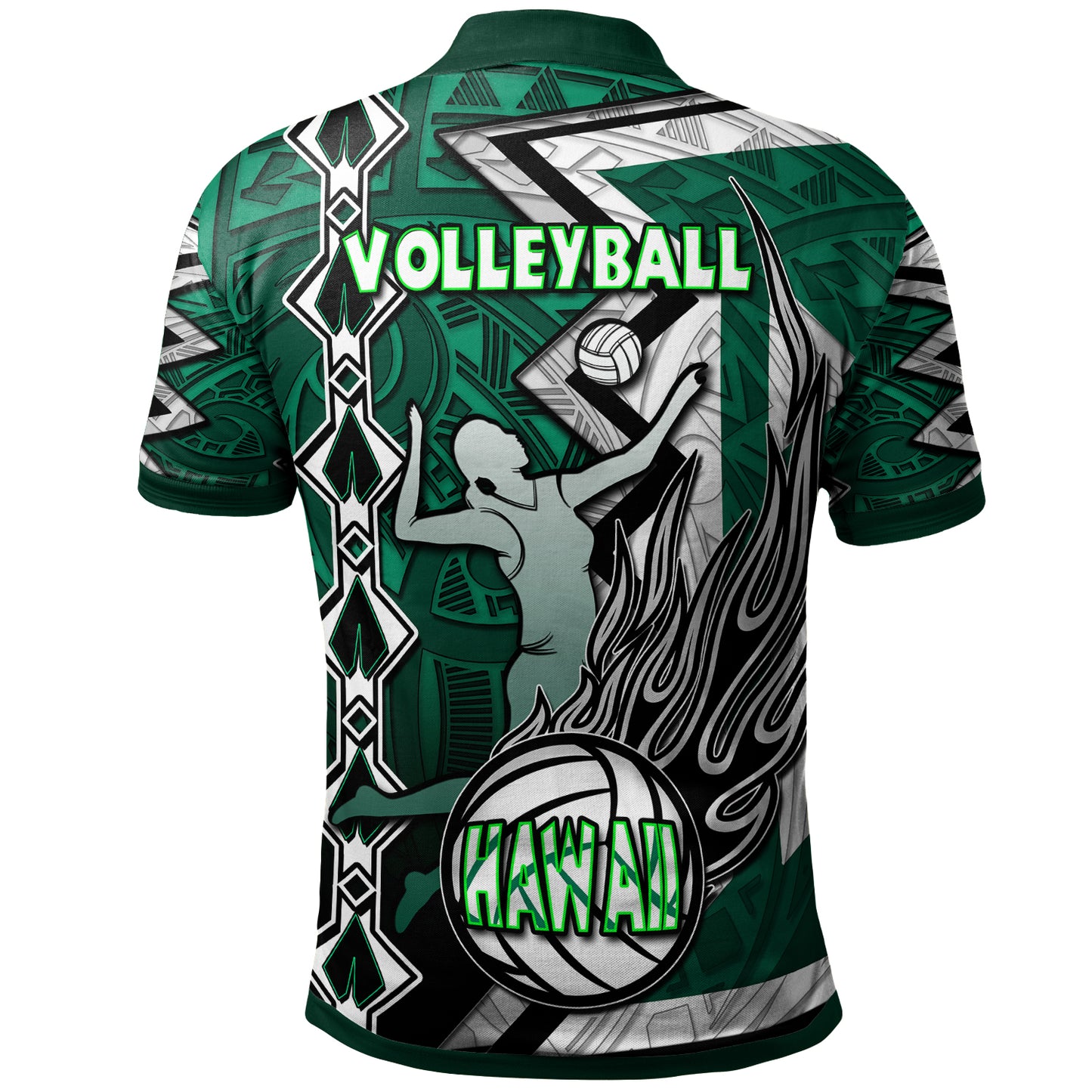 Hawaii Volleyball Polo Shirt - Custom Hawaii Volleyball Hibicus With Polynesian Patterns Custom Name And Number Polo Shirt