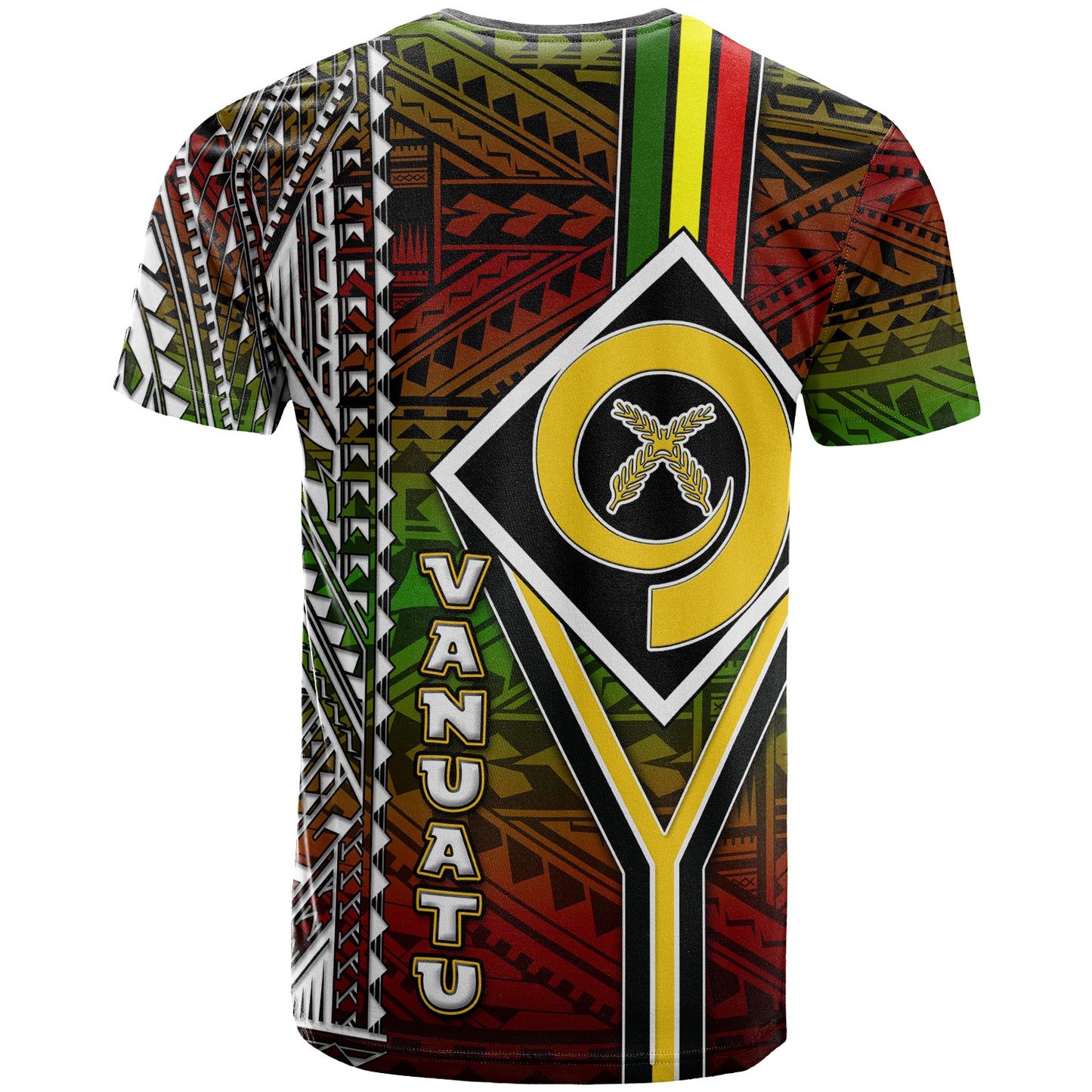 Vanuatu T-Shirt - Custom Vanuatu Independence Anniversary Flag Style Polynesian Patterns T-Shirt