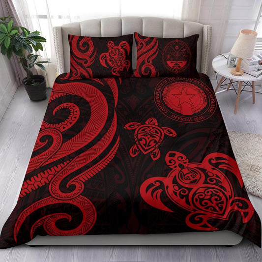 Northern Mariana Bedding Set - Tentacle Turtle Red