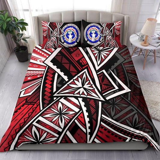 Northern Mariana Bedding Set - Tribal Flower Special Pattern Red Color