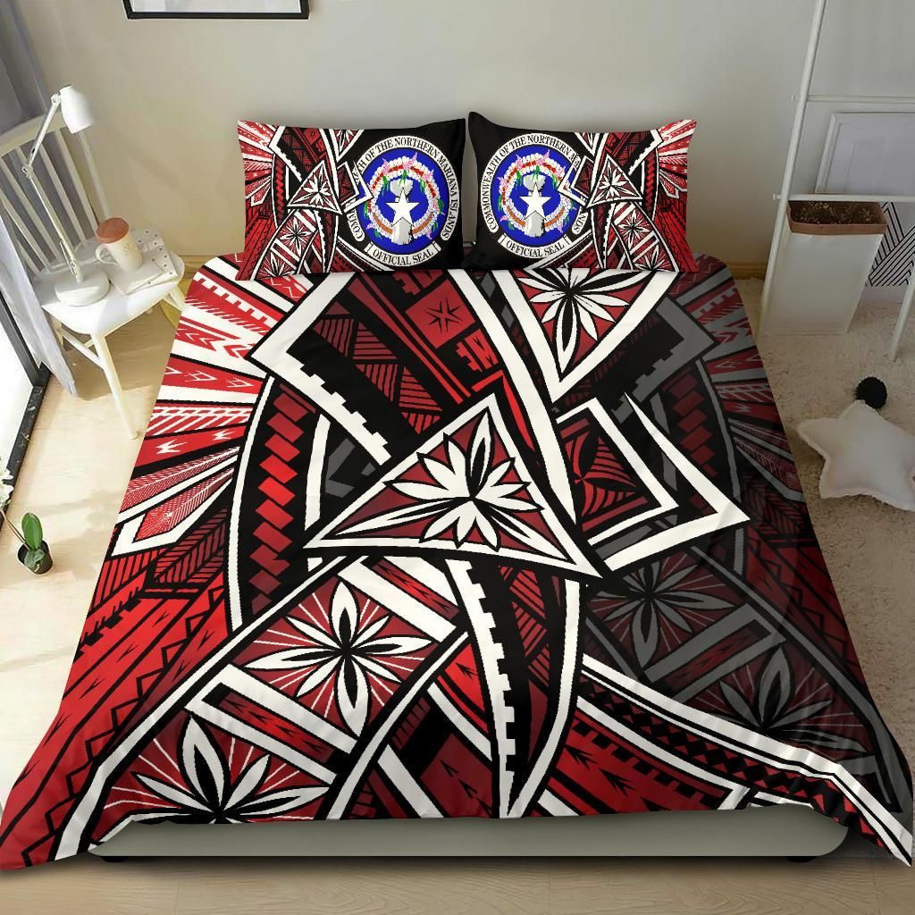 Northern Mariana Bedding Set - Tribal Flower Special Pattern Red Color