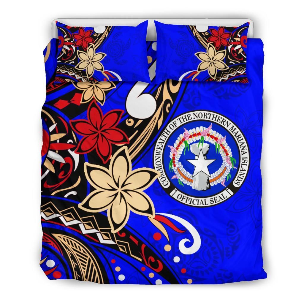Northern Mariana Bedding Set - Tribal Flower With Special Turtles Blue Color