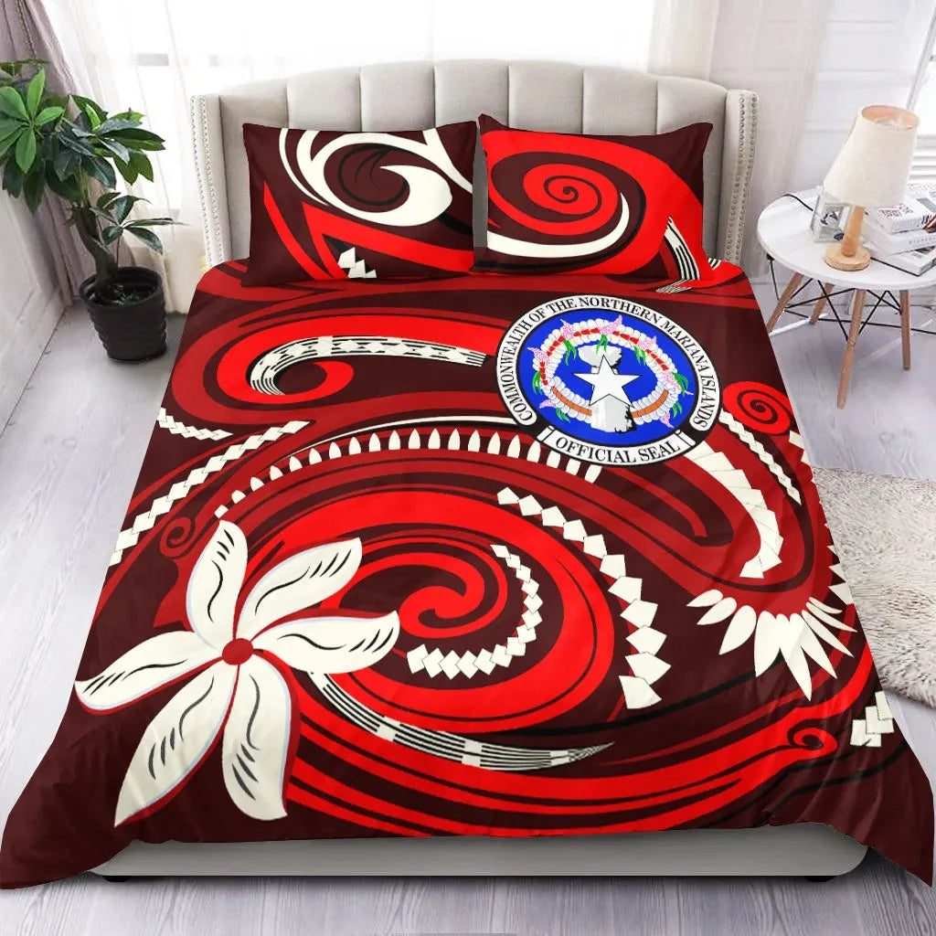 Northern Mariana Bedding Set - Vortex Style Red Color