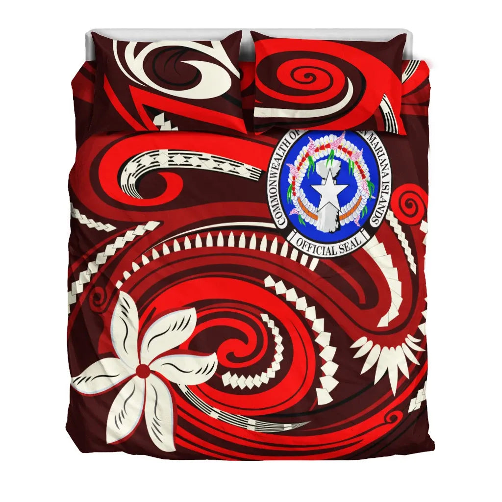 Northern Mariana Bedding Set - Vortex Style Red Color
