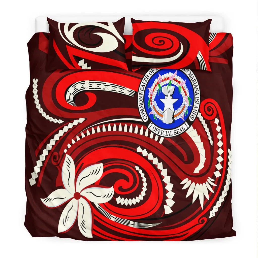 Northern Mariana Bedding Set - Vortex Style Red Color