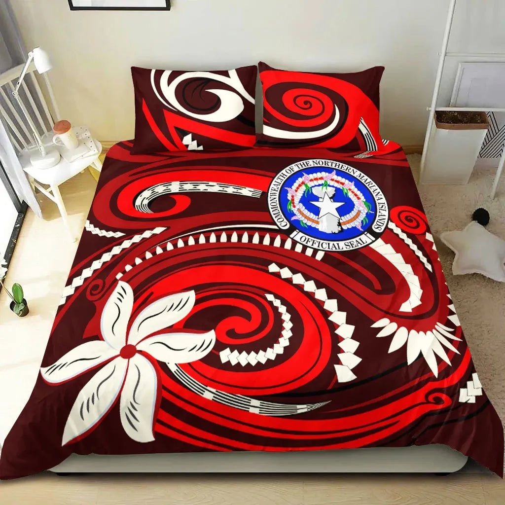 Northern Mariana Bedding Set - Vortex Style Red Color