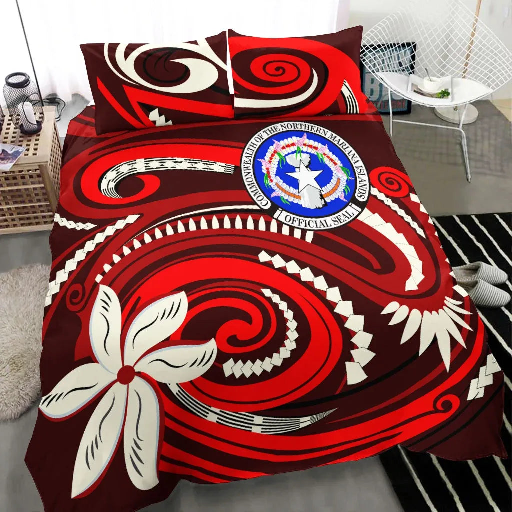 Northern Mariana Bedding Set - Vortex Style Red Color