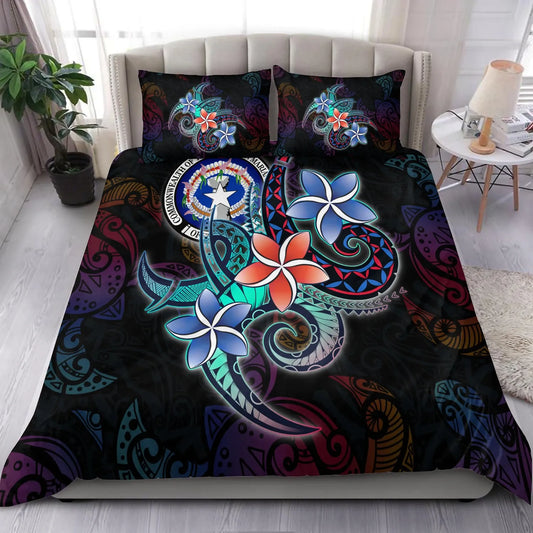 Northern Mariana Islands Bedding Set - Plumeria Flowers Style