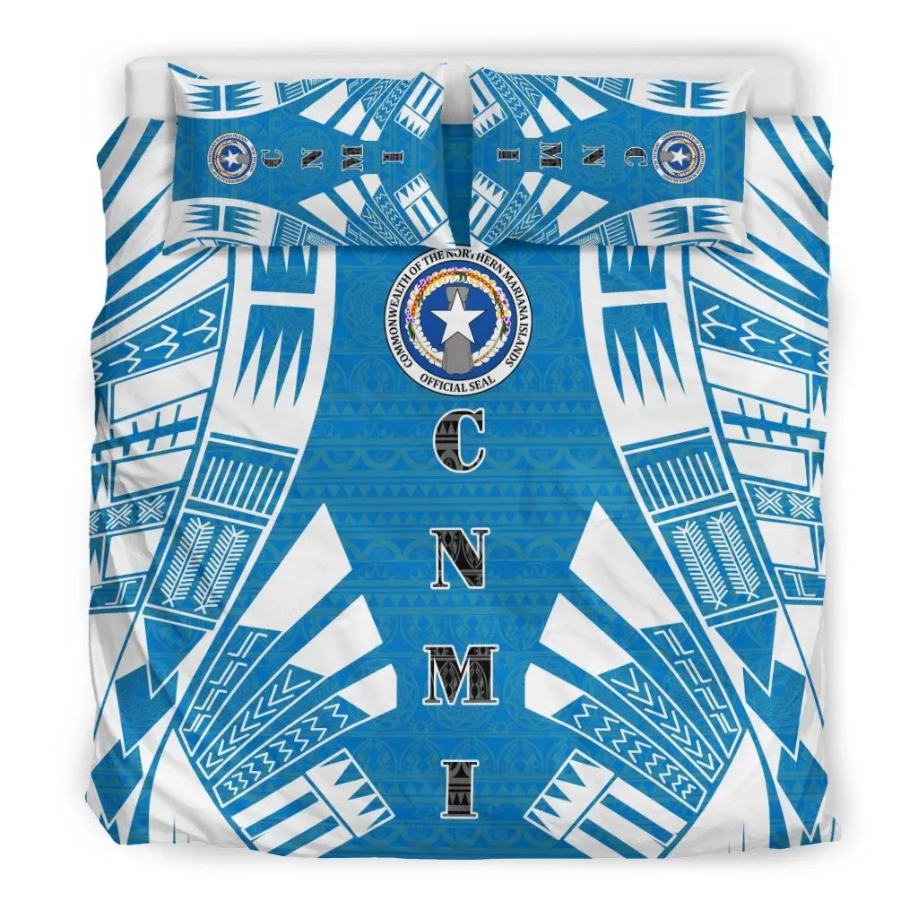 Northern Mariana Islands Duvet Cover Set - Polynesian Tattoo Flag