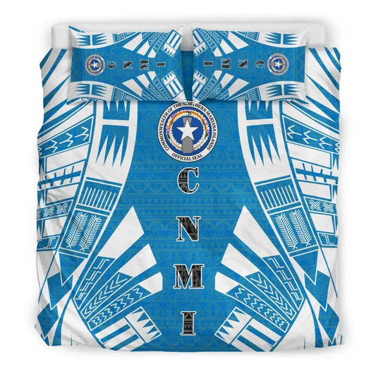 Northern Mariana Islands Duvet Cover Set - Polynesian Tattoo Flag