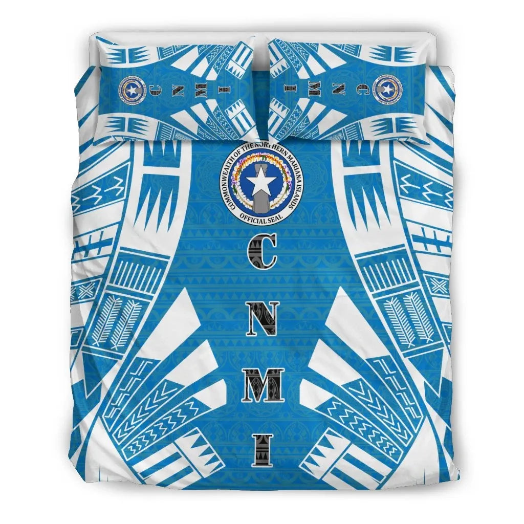 Northern Mariana Islands Duvet Cover Set - Polynesian Tattoo Flag