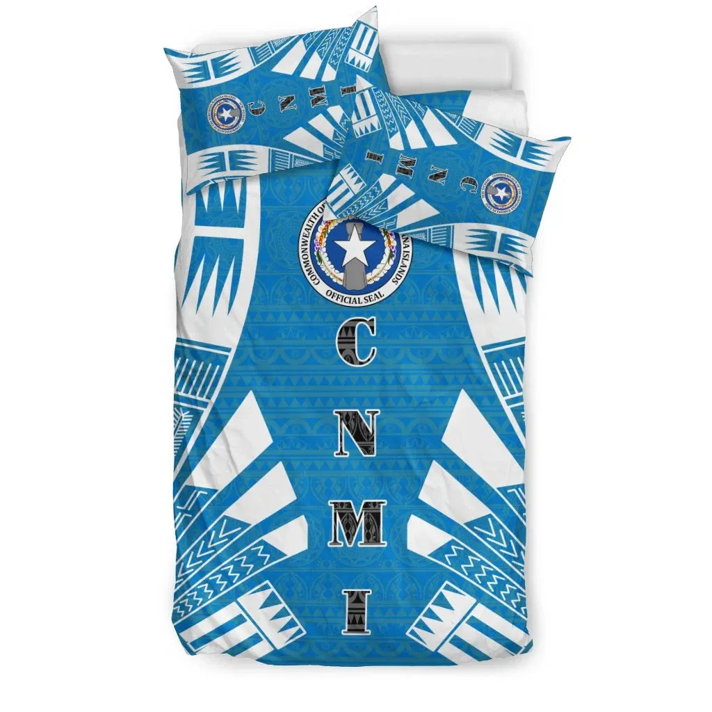 Northern Mariana Islands Duvet Cover Set - Polynesian Tattoo Flag