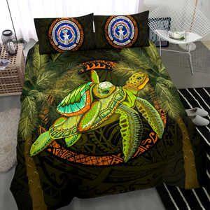 Northern Mariana Islands Bedding Set - Polynesian Turtle Palm Tree