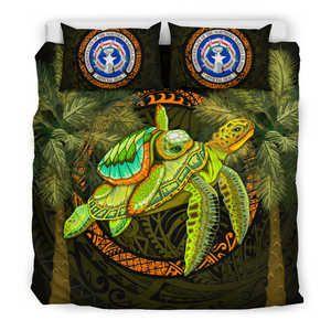 Northern Mariana Islands Bedding Set - Polynesian Turtle Palm Tree