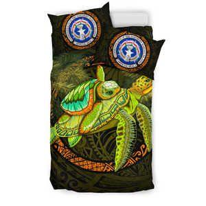 Northern Mariana Islands Bedding Set - Polynesian Turtle Palm Tree