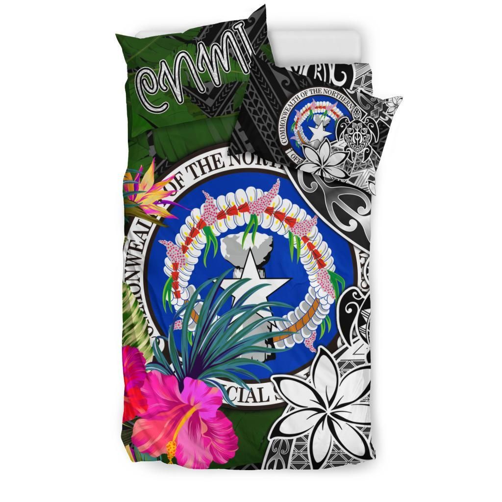 Northern Mariana Islands Bedding Set - Turtle Plumeria Banana Leaf