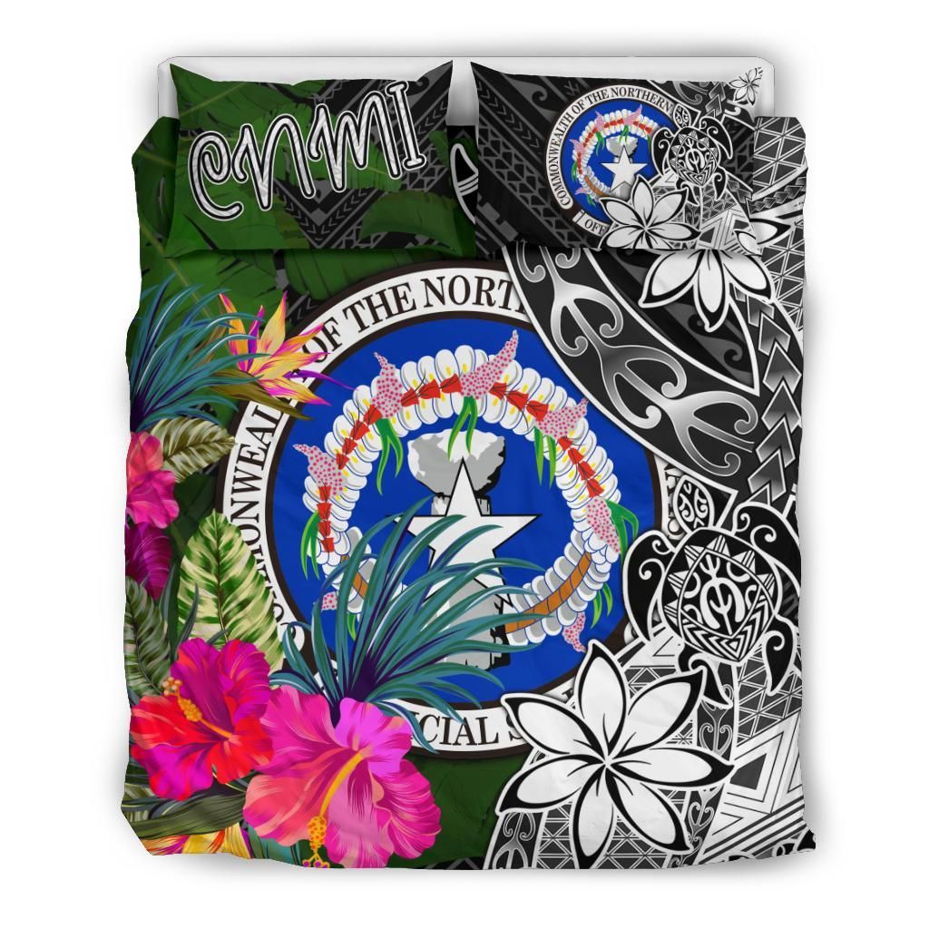 Northern Mariana Islands Bedding Set - Turtle Plumeria Banana Leaf