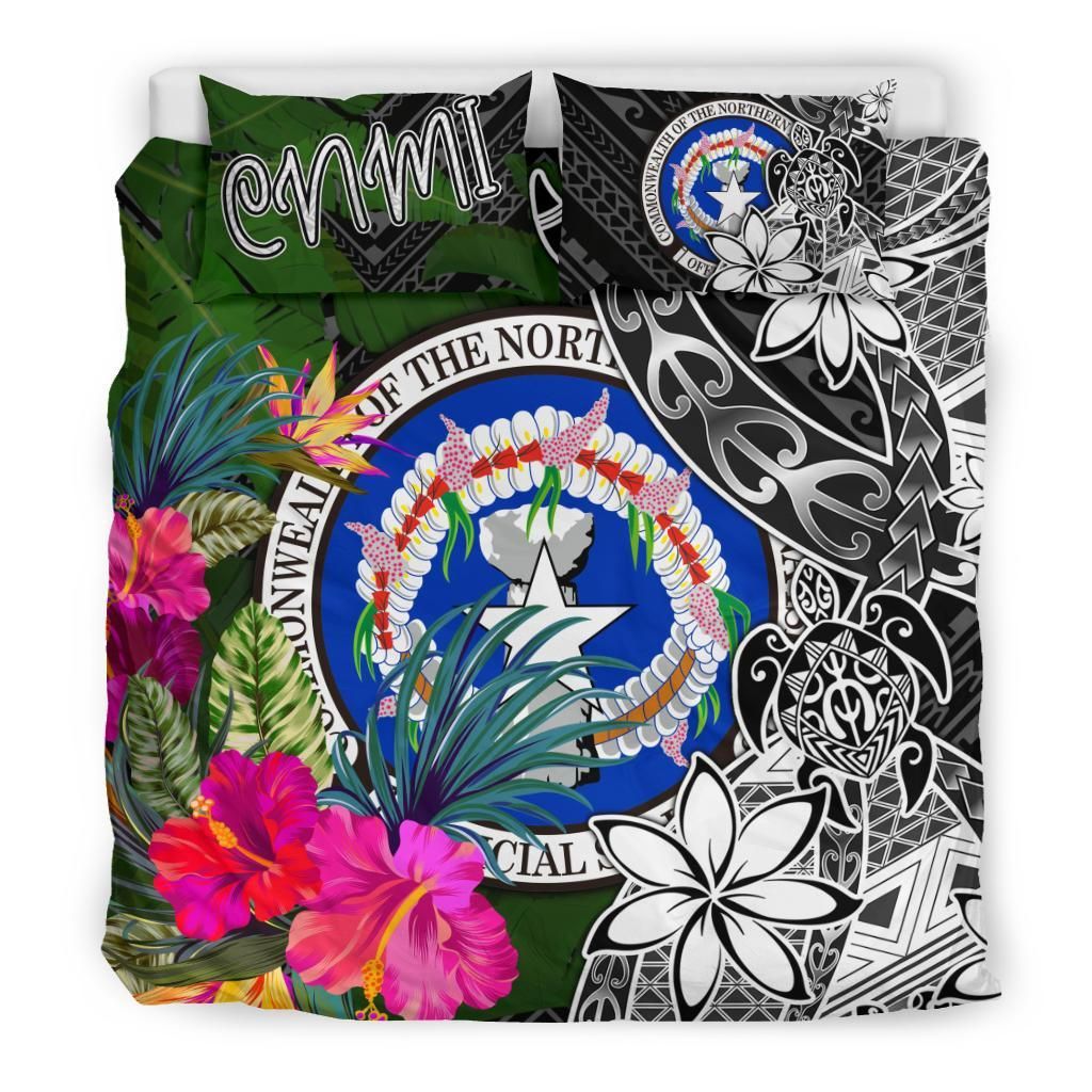 Northern Mariana Islands Bedding Set - Turtle Plumeria Banana Leaf