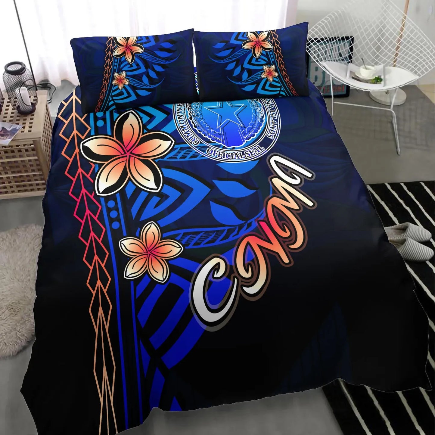 Northern Mariana Islands Bedding Set - Vintage Tribal Mountain