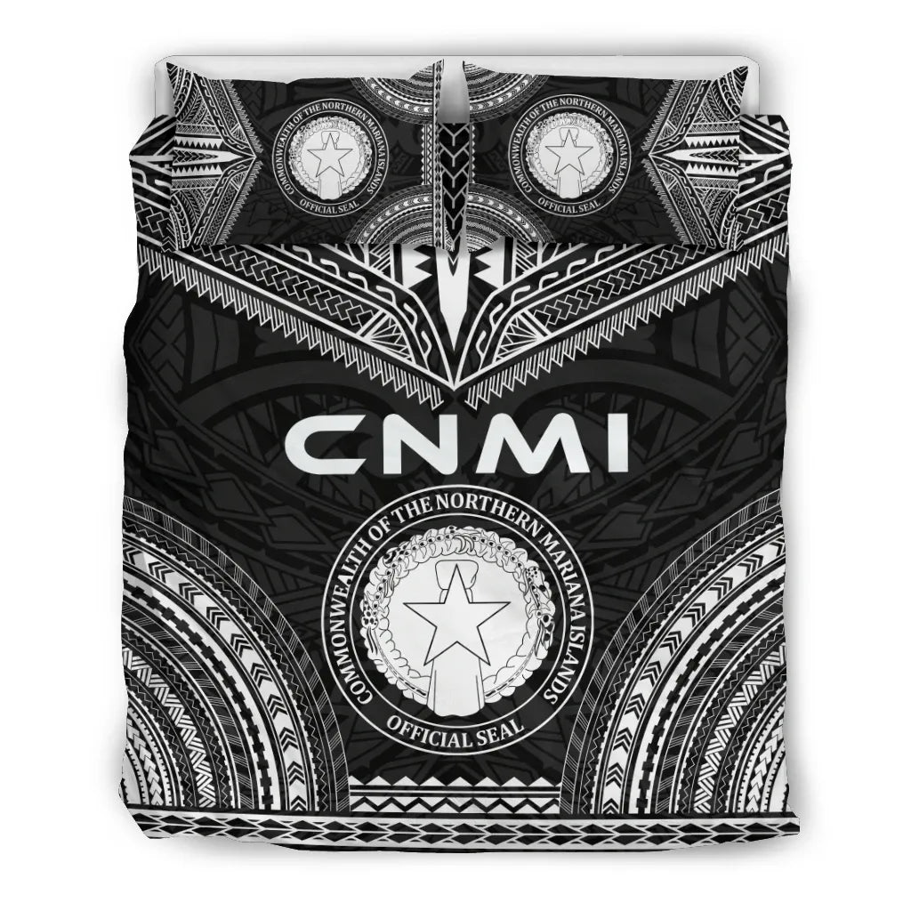 Northern Mariana Islands Polynesian Chief Duvet Cover Set - Black Version