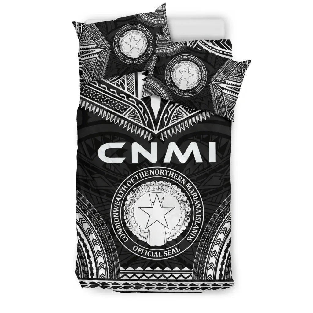 Northern Mariana Islands Polynesian Chief Duvet Cover Set - Black Version