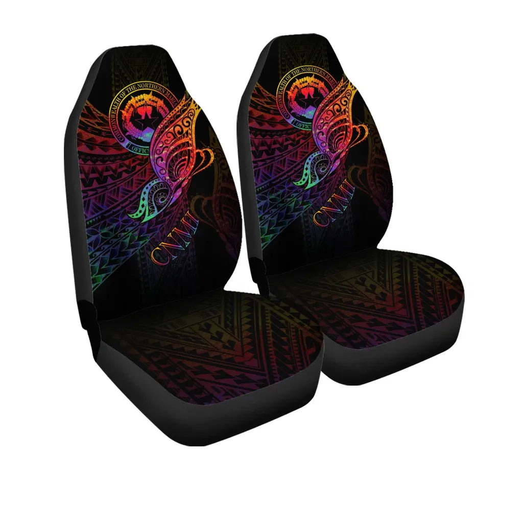 Northern Mariana Islands Car Seat Cover - Butterfly Polynesian Style