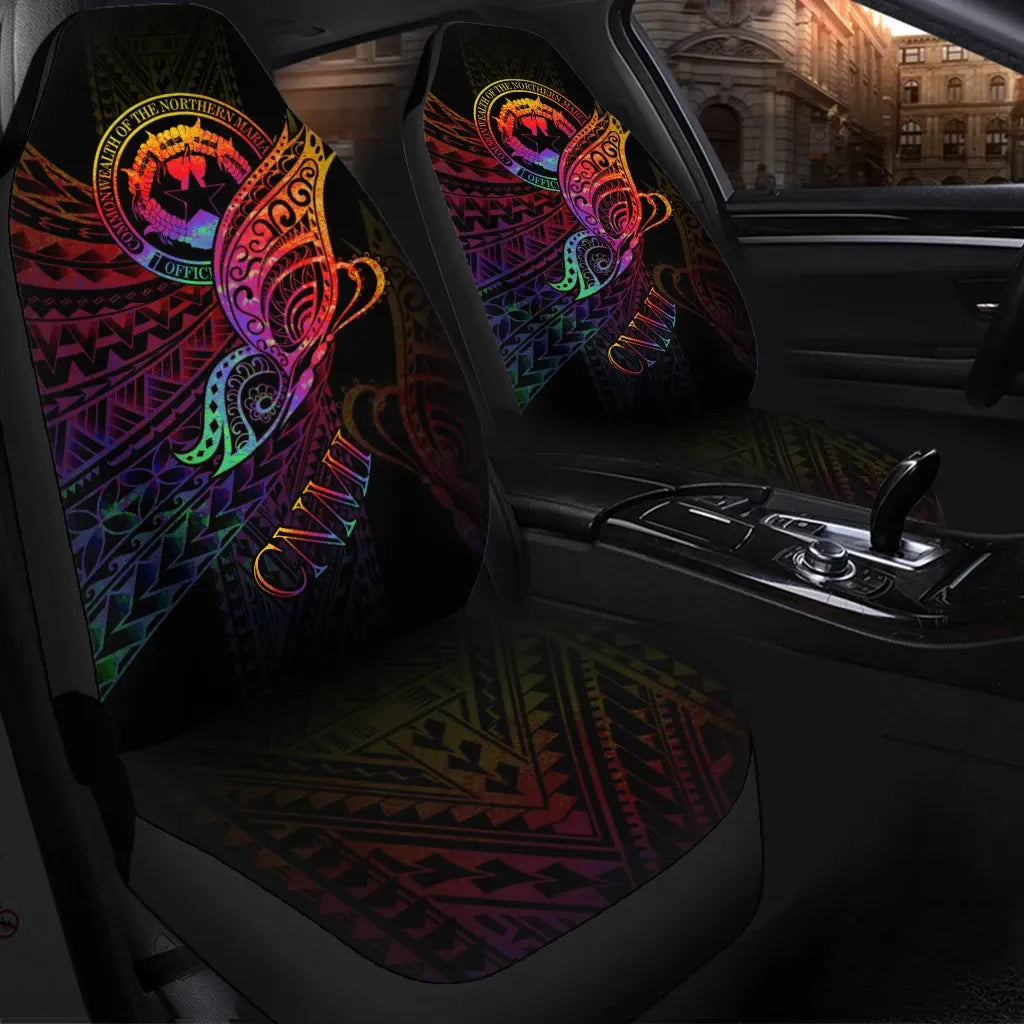 Northern Mariana Islands Car Seat Cover - Butterfly Polynesian Style