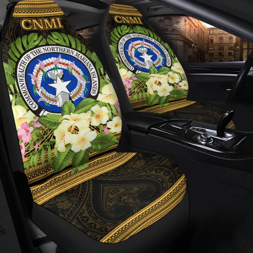 Northern Mariana Islands Car Seat Cover - Polynesian Gold Patterns Collection