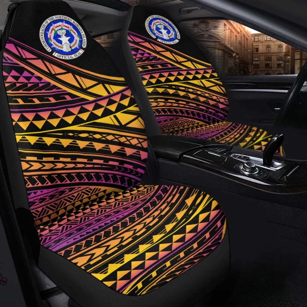 Northern Mariana Islands Car Seat Cover - Special Polynesian Ornaments