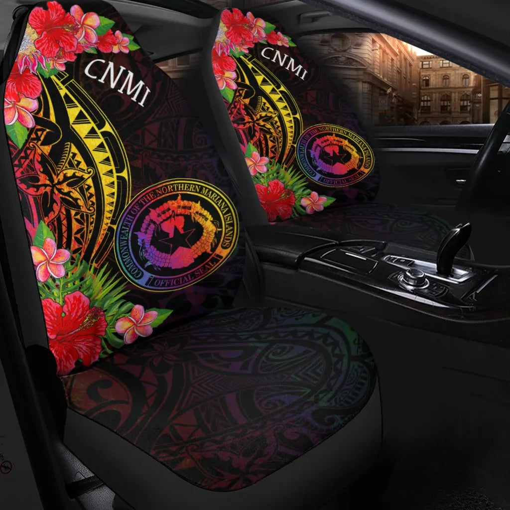 Northern Mariana Islands Car Seat Cover - Tropical Hippie Style