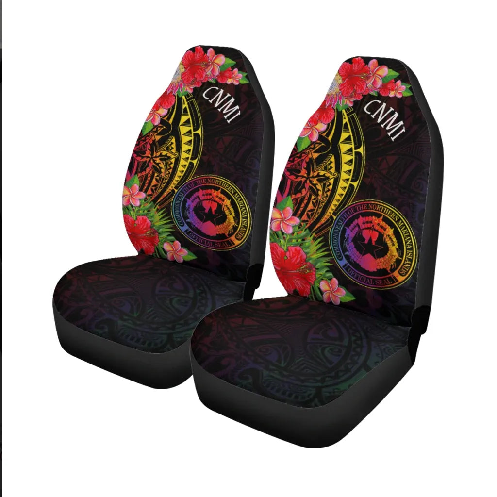 Northern Mariana Islands Car Seat Cover - Tropical Hippie Style