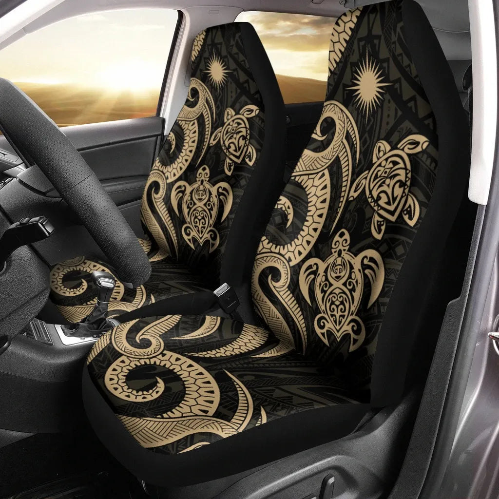 Northern Mariana Islands Car Seat Covers - Gold Tentacle Turtle