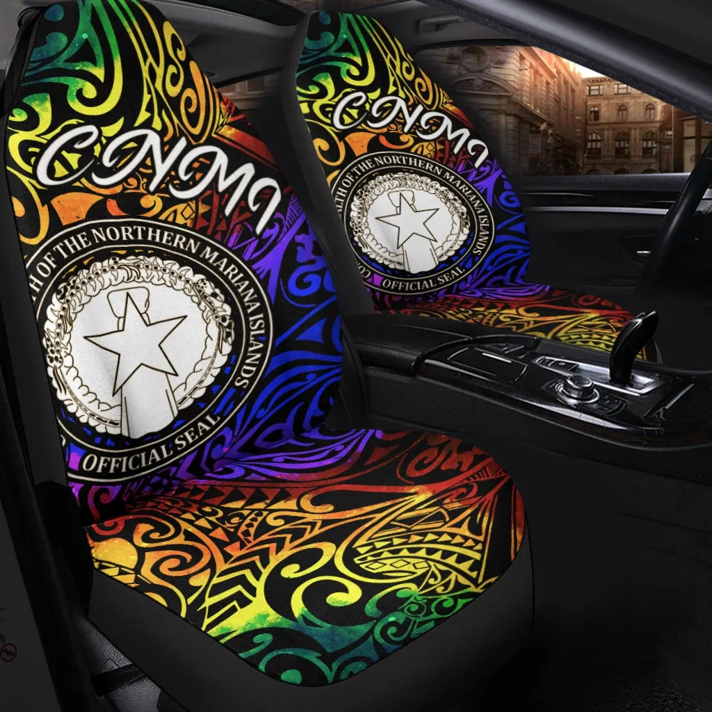 Northern Mariana Islands Car Seat Covers - Rainbow Polynesian Pattern