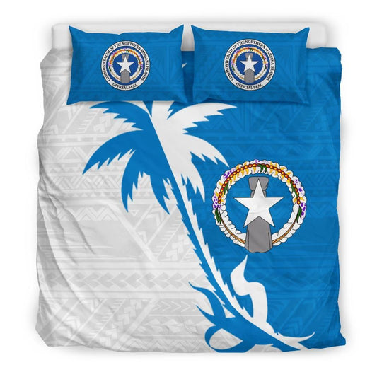 Northern Mariana Islands Duvet Cover Set - Northern Mariana Islands Seal & Coconut Tree