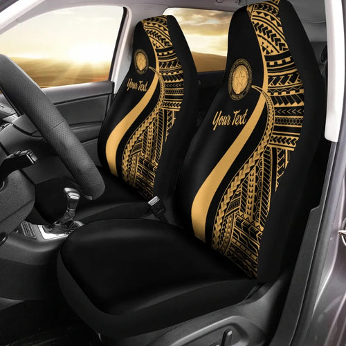Northern Mariana Islands Custom Personalised Car Seat Covers - Gold Polynesian Tentacle Tribal Pattern