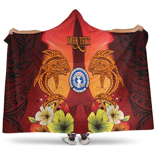 Northern Mariana Islands Custom Personalised Hooded Blankets - Tribal Tuna Fish