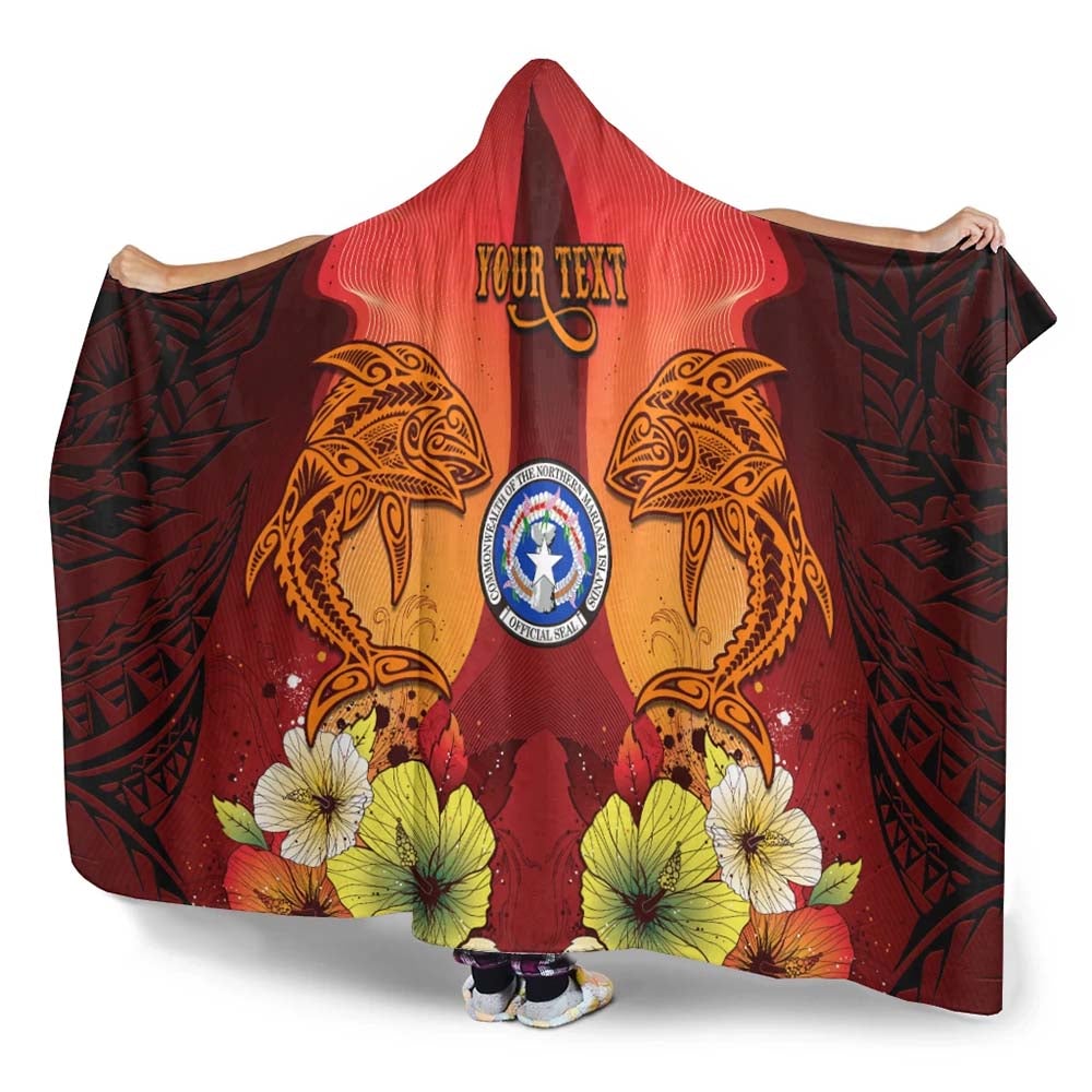 Northern Mariana Islands Custom Personalised Hooded Blankets - Tribal Tuna Fish