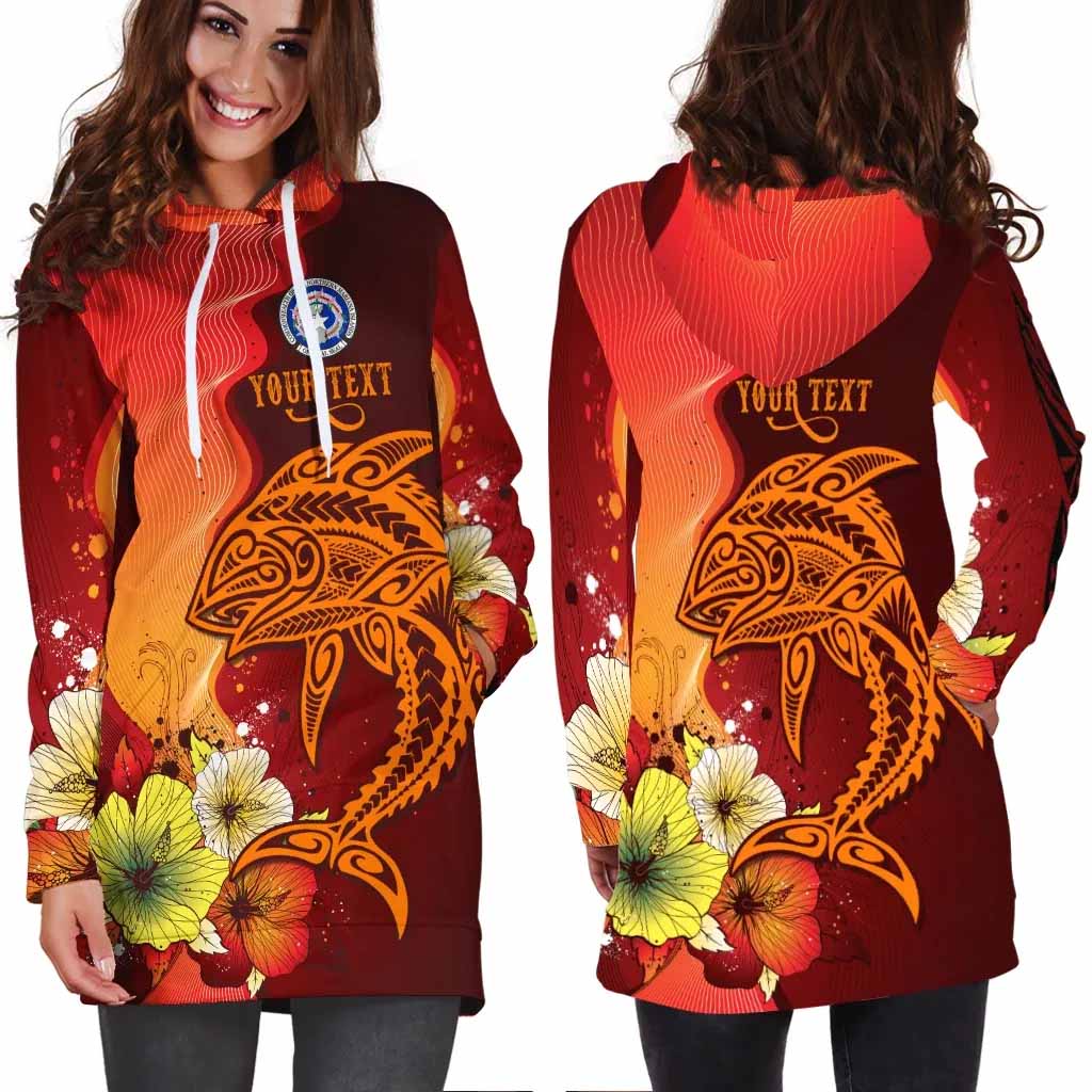 Northern Mariana Islands Custom Personalised Hoodie Dress - Tribal Tuna Fish