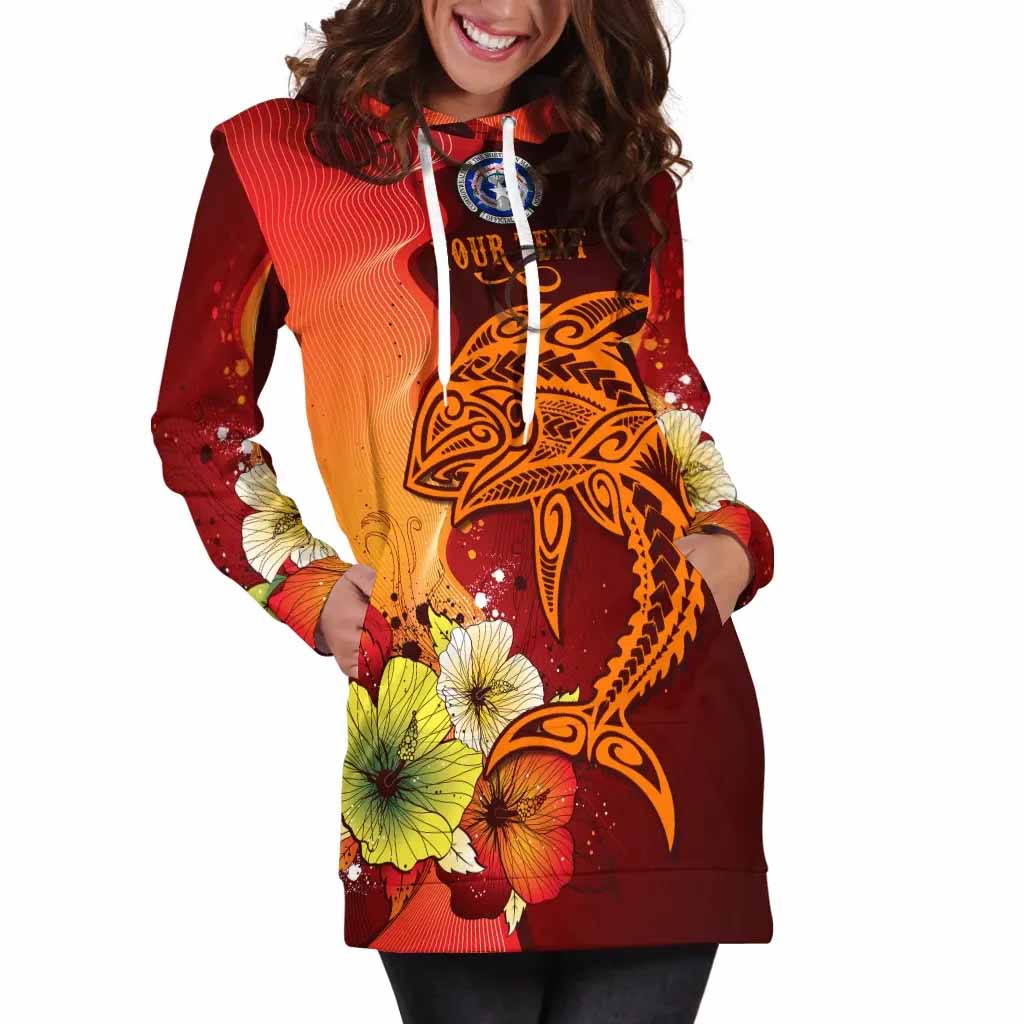 Northern Mariana Islands Custom Personalised Hoodie Dress - Tribal Tuna Fish