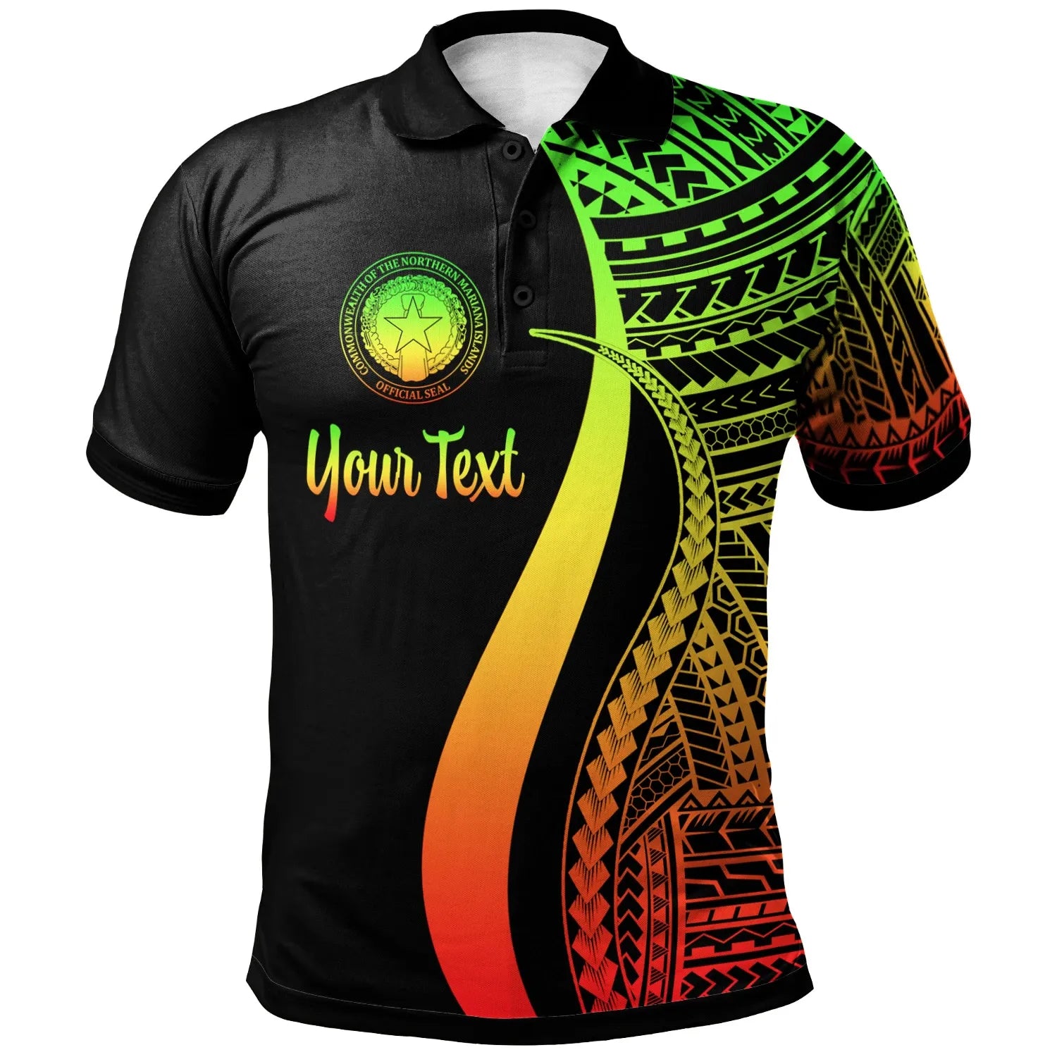 Northern Mariana Islands Custom Personalised Polo Shirt Reggae - Polynesian Tentacle Tribal Pattern