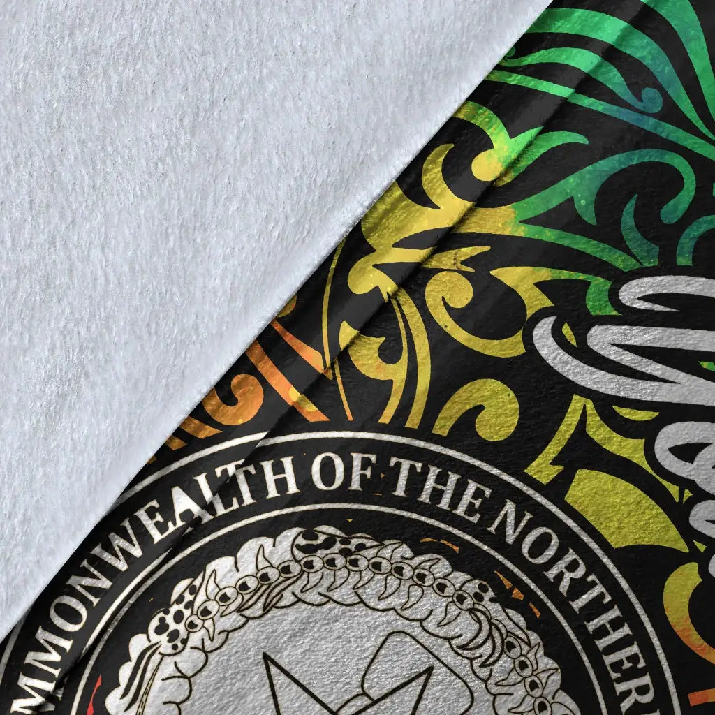 Northern Mariana Islands Custom Personalised Premium Blanket - Rainbow Polynesian Pattern