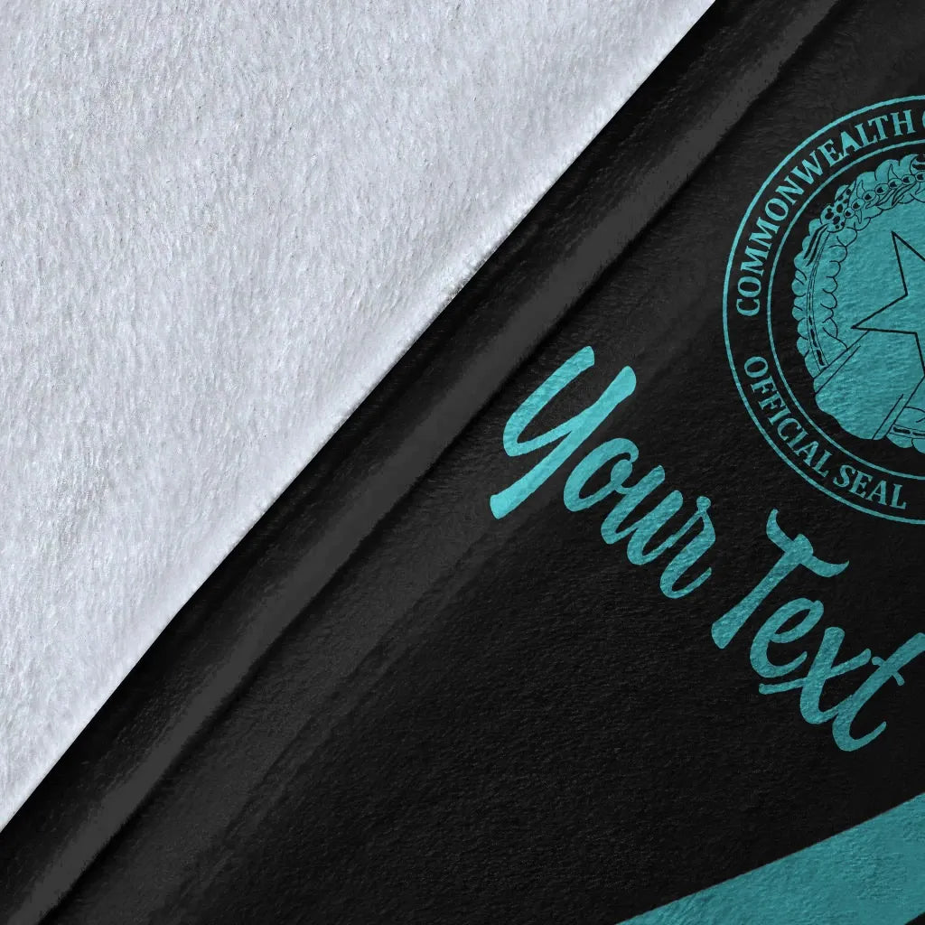 Northern Mariana Islands Custom Personalised Premium Blanket - Turquoise Polynesian Tentacle Tribal Pattern